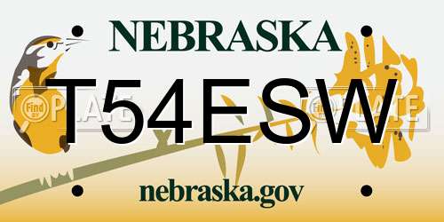 T54ESW Nebraska License Plate