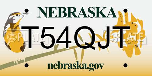 T54QJT Nebraska License Plate
