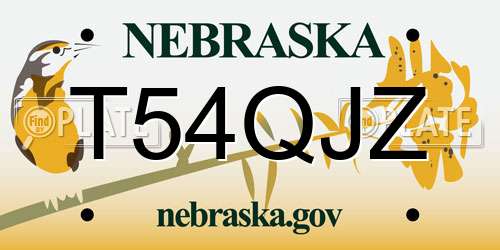 T54QJZ Nebraska License Plate