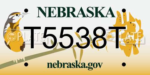 T5538T Nebraska License Plate