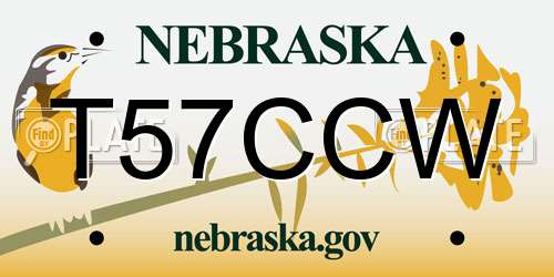T57CCW Nebraska License Plate