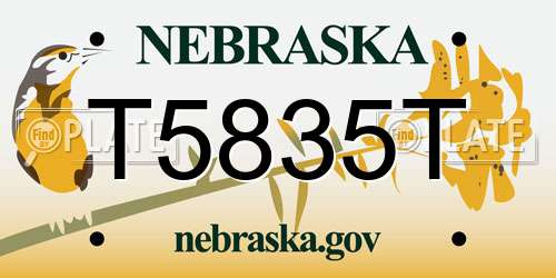 T5835T Nebraska License Plate