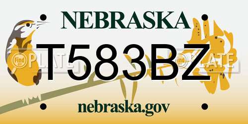 T583BZ Nebraska License Plate