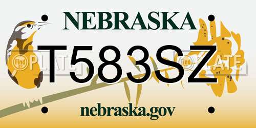 T583SZ Nebraska License Plate