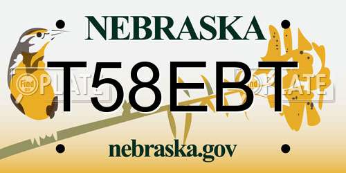 T58EBT Nebraska License Plate