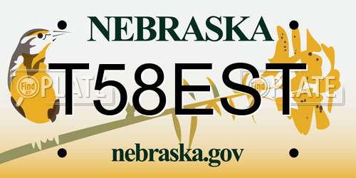T58EST Nebraska License Plate
