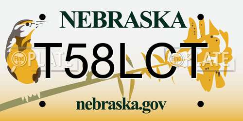 T58LCT Nebraska License Plate