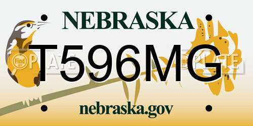 T596MG Nebraska License Plate