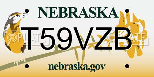 T59VZB Nebraska License Plate