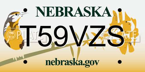 T59VZS Nebraska License Plate