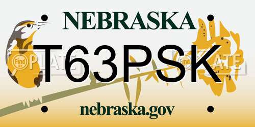 T63PSK Nebraska License Plate