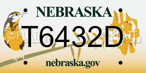 T6432D Nebraska License Plate