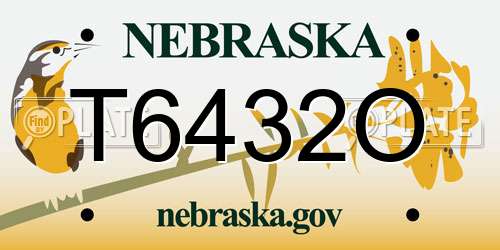 T6432O Nebraska License Plate