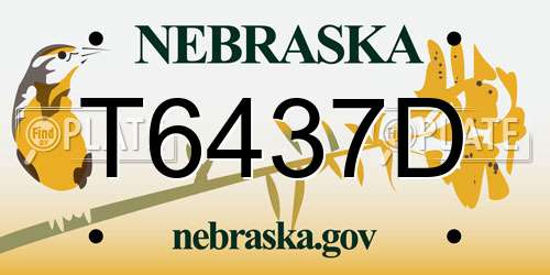 T6437D Nebraska License Plate