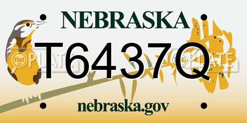 T6437Q Nebraska License Plate