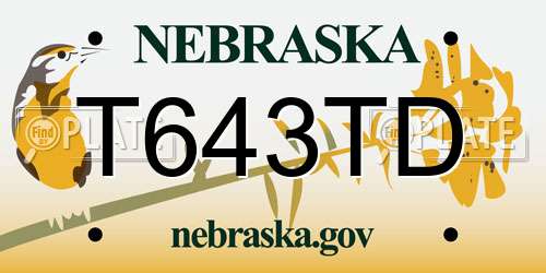 T643TD Nebraska License Plate