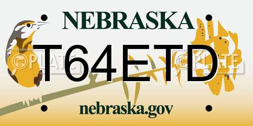 T64ETD Nebraska License Plate