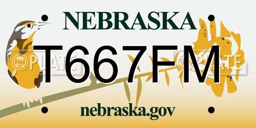 T667FM Nebraska License Plate