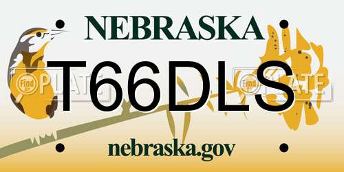 T66DLS Nebraska License Plate