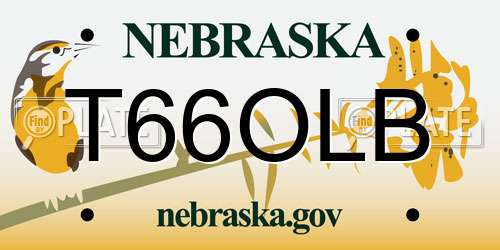 T66OLB Nebraska License Plate