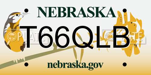 T66QLB Nebraska License Plate