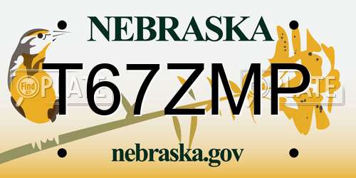 T67ZMP Nebraska License Plate