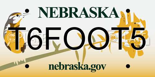 T6FOOT5 Nebraska License Plate