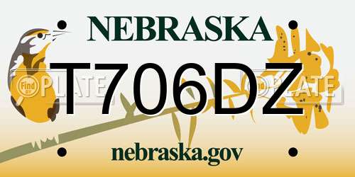 T706DZ Nebraska License Plate