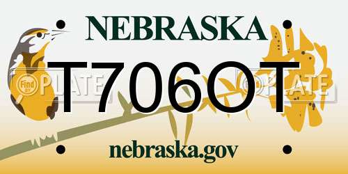 T706OT Nebraska License Plate