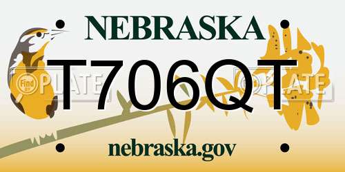 T706QT Nebraska License Plate