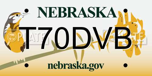 T70DVB Nebraska License Plate