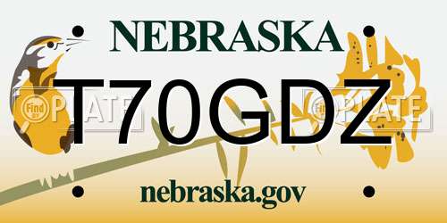 T70GDZ Nebraska License Plate