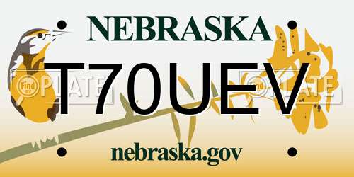 T70UEV Nebraska License Plate