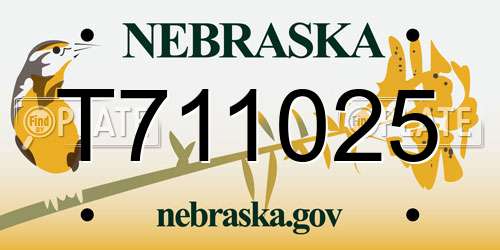 T711025 Nebraska License Plate
