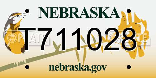 T711028 Nebraska License Plate