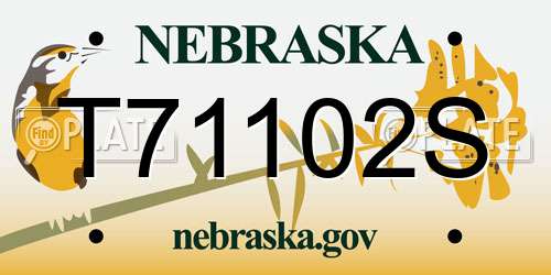 T71102S Nebraska License Plate
