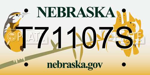 T71107S Nebraska License Plate
