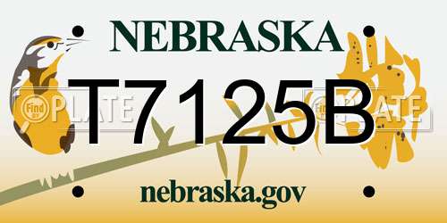 T7125B Nebraska License Plate