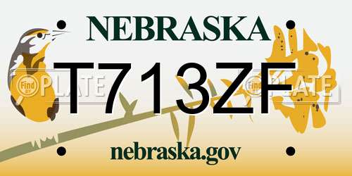 T713ZF Nebraska License Plate
