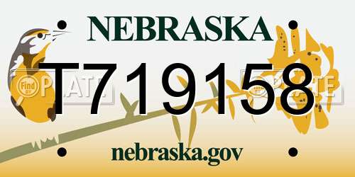 T719158 Nebraska License Plate