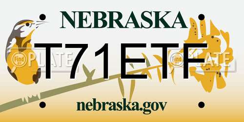 T71ETF Nebraska License Plate