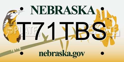T71TBS Nebraska License Plate