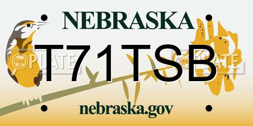 T71TSB Nebraska License Plate