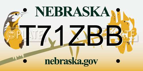 T71ZBB Nebraska License Plate