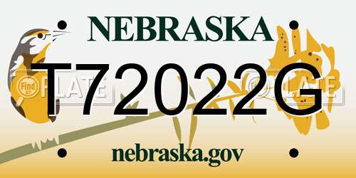 T72022G Nebraska License Plate