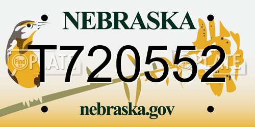 T720552 Nebraska License Plate
