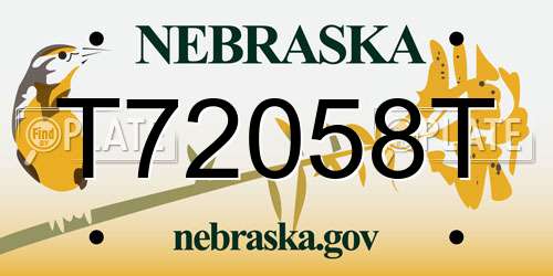 T72058T Nebraska License Plate