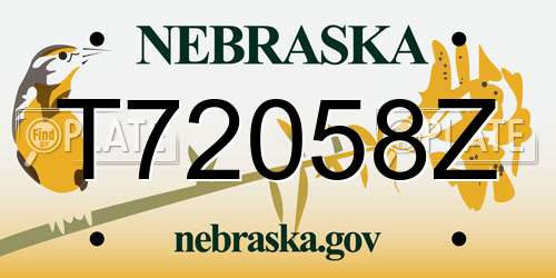 T72058Z Nebraska License Plate