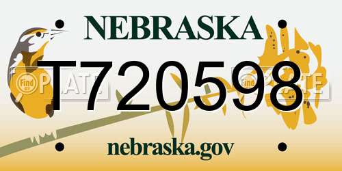 T720598 Nebraska License Plate