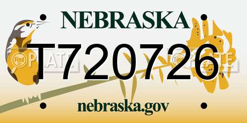 T720726 Nebraska License Plate